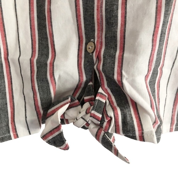 Haute Monde NWT Short Sleeve Striped Tie Top Size Medium - Picture 4 of 10